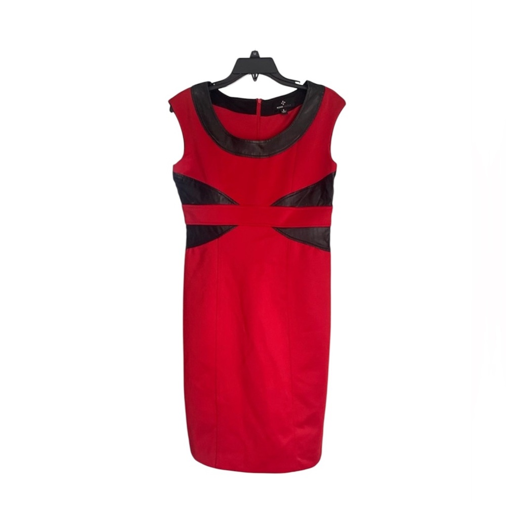 ❤️ Ronni Nicole Red Dress w/ Leather Trim Size 6 Holiday-ready. ❤️
